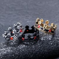 Hip-Hop Retro Commute Crown Titanium Steel Inlay Zircon 18K Gold Plated Rhodium Plated Men'S Rings main image 1