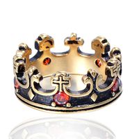 Hip-Hop Retro Commute Crown Titanium Steel Inlay Zircon 18K Gold Plated Rhodium Plated Men'S Rings main image 6