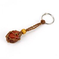 Pastoral Simple Style Irregular Stainless Steel Natural Stone Cotton Thread Unisex Bag Pendant Keychain sku image 7