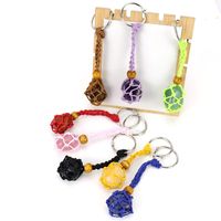 Pastoral Simple Style Irregular Stainless Steel Natural Stone Cotton Thread Unisex Bag Pendant Keychain main image 2