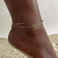 Vacation Sweet Moon Heart Shape 201 Stainless Steel Plating Gold Plated Women'S Anklet sku image 11