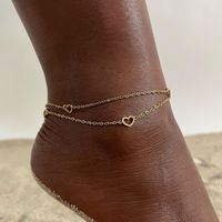 Vacation Sweet Moon Heart Shape 201 Stainless Steel Plating Gold Plated Women'S Anklet main image 3