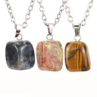 Simple Style Geometric Natural Stone Ferroalloy Knitting Pendant Necklace main image 1