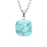 Simple Style Geometric Natural Stone Ferroalloy Knitting Pendant Necklace sku image 2