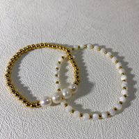 Style Simple Géométrique Perle D'eau Douce Acier Au Titane Placage Bracelets main image 6