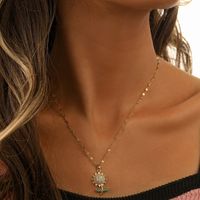 Pastoral Blume Kupfer Überzug Inlay Künstlicher Diamant Halskette Mit Anhänger sku image 1