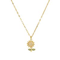 Pastoral Blume Kupfer Überzug Inlay Künstlicher Diamant Halskette Mit Anhänger main image 4