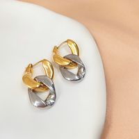 1 Pair Ig Style Simple Style Chain Plating Titanium Steel Gold Plated Drop Earrings main image 4