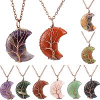 Simple Style Moon Tree Natural Stone Copper Pendant Necklace In Bulk main image 1