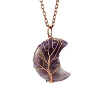Simple Style Moon Tree Natural Stone Copper Pendant Necklace In Bulk sku image 13