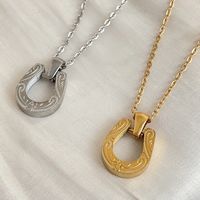 Ig Style Simple Style Horseshoe Titanium Steel Plating Inlay Zircon Pendant Necklace Long Necklace main image 2