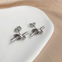 1 Pair Ig Style Simple Style Knot Plating Titanium Steel Ear Studs sku image 1