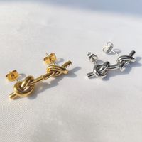 1 Pair Ig Style Simple Style Knot Plating Titanium Steel Ear Studs main image 6