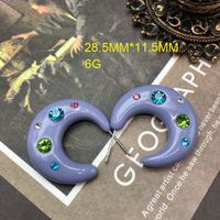 1 Pair Retro C Shape Plating Inlay Resin Artificial Diamond Ear Studs sku image 1
