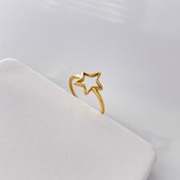 Simple Style Pentagram Bunny Ears Butterfly Titanium Steel Plating Rings sku image 10