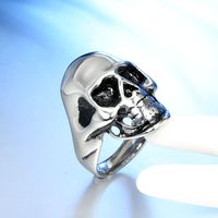 Hip-Hop Retro Skull Stainless Steel Polishing None 18K Gold Plated Rhodium Plated Unisex Rings main image 3