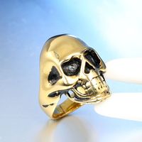 Hip-Hop Retro Skull Stainless Steel Polishing None 18K Gold Plated Rhodium Plated Unisex Rings main image 4