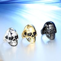 Hip-Hop Retro Skull Stainless Steel Polishing None 18K Gold Plated Rhodium Plated Unisex Rings main image 1