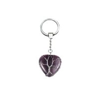 أنيق النمط الكلاسيكي شكل القلب الحجر الطبيعي قلادة حقيبة سلسلة مفاتيح sku image 7