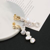 1 Pair Simple Style Classic Style Geometric Freshwater Pearl Copper Drop Earrings main image 1