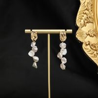 1 Pair Simple Style Classic Style Geometric Freshwater Pearl Copper Drop Earrings main image 4