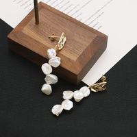 1 Pair Simple Style Classic Style Geometric Freshwater Pearl Copper Drop Earrings main image 3