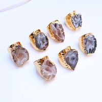 Luxurious Lady Geometric Copper Irregular Inlay Natural Stone Open Ring main image 6