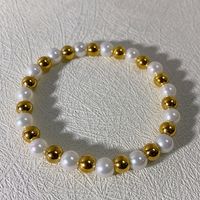 Basic Classic Style Geometric 304 Stainless Steel Imitation Pearl 18K Gold Plated Bracelets In Bulk main image 5