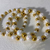 Basic Classic Style Geometric 304 Stainless Steel Imitation Pearl 18K Gold Plated Bracelets In Bulk main image 4