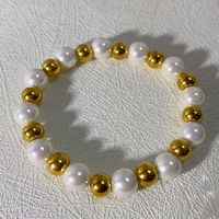 Basic Classic Style Geometric 304 Stainless Steel Imitation Pearl 18K Gold Plated Bracelets In Bulk main image 2