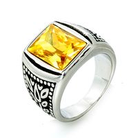 Hip-Hop Retro Square Stainless Steel Inlay Glass Stone 18K Gold Plated Rhodium Plated Men'S Rings main image 5