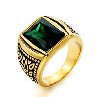 Hip-Hop Retro Square Stainless Steel Inlay Glass Stone 18K Gold Plated Rhodium Plated Men'S Rings main image 4