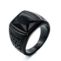 Hip-Hop Retro Square Stainless Steel Inlay Glass Stone 18K Gold Plated Rhodium Plated Men'S Rings main image 3