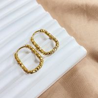 1 Pair Casual Simple Style Rectangle Plating Hollow Out Titanium Steel Gold Plated Earrings main image 5