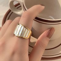 Exaggerated Simple Style Rectangle Titanium Steel Shell Wide Band Ring In Bulk main image 4