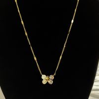 Sweet Simple Style Butterfly Titanium Steel Plating Inlay Rhinestones Necklace main image 2