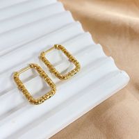 1 Pair Casual Simple Style Rectangle Plating Hollow Out Titanium Steel Gold Plated Earrings sku image 2