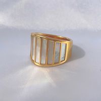 Exaggerated Simple Style Rectangle Titanium Steel Shell Wide Band Ring In Bulk main image 1