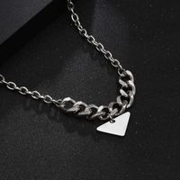 Hip-hop Rock Modern Style Triangle Titanium Steel Polishing Chain Unisex Pendant Necklace main image 4