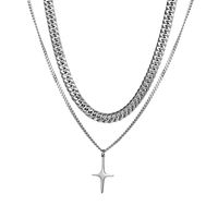 Hip-hop Cross Titanium Steel Polishing Chain Unisex Layered Necklaces main image 2