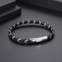 Punk Style Simple Bloc De Couleur Acier Inoxydable Cuir Hommes Bracelet main image 4