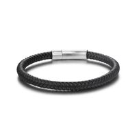 Retro Simple Style Streetwear Solid Color Leather Men's Wristband main image 5