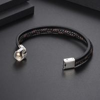 Classic Style Solid Color Leather Handmade Men's Bangle main image 4
