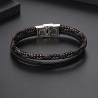 Classic Style Solid Color Leather Handmade Men's Bangle main image 1