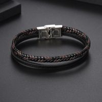 Classic Style Solid Color Leather Handmade Men's Bangle main image 6