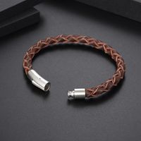 Classic Style Solid Color Leather Handmade Men's Bangle main image 3