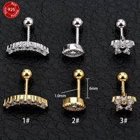 1 Piece Hip-hop Streetwear Flower Plating Inlay Sterling Silver Zircon Ear Studs sku image 6