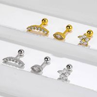 1 Piece Hip-hop Streetwear Flower Plating Inlay Sterling Silver Zircon Ear Studs main image 2