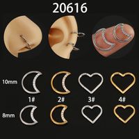 Streetwear Moon Heart Shape Stainless Steel Nose Ring sku image 7