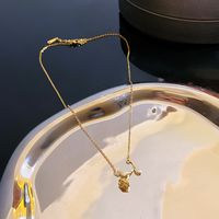 Simple Style Round Titanium Steel Copper Inlay Zircon Pendant Necklace sku image 4